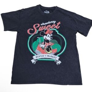Disney Black Tee with Minnie Mouse and Strawberry Design